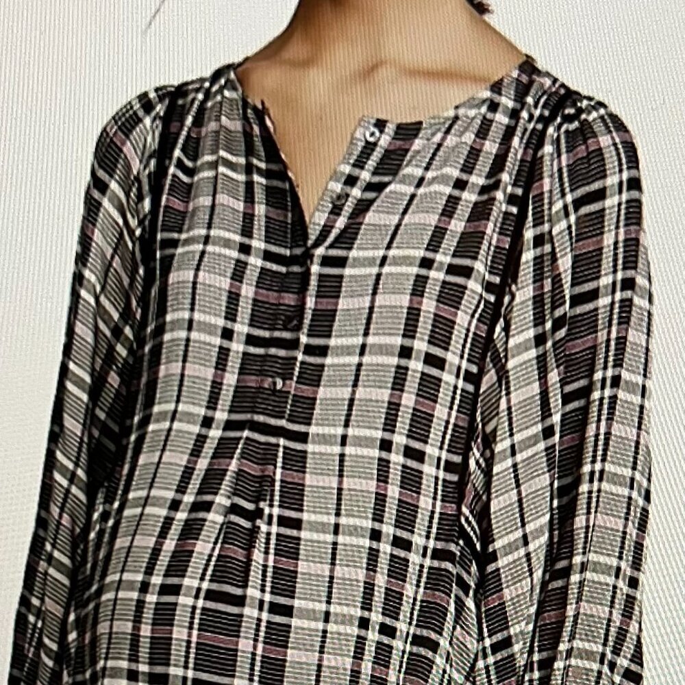 Hatch Maternity The Rose Plaid Flowy Blouse Size 3